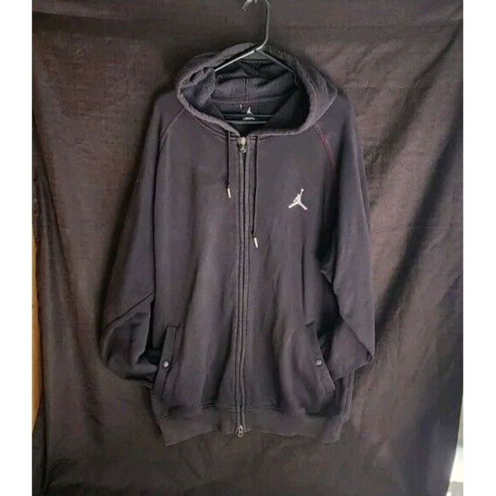 Air Jordan Hoodie Big Jumpman Logo Pullover Black Red‎ Stitching Men's Size Lrg